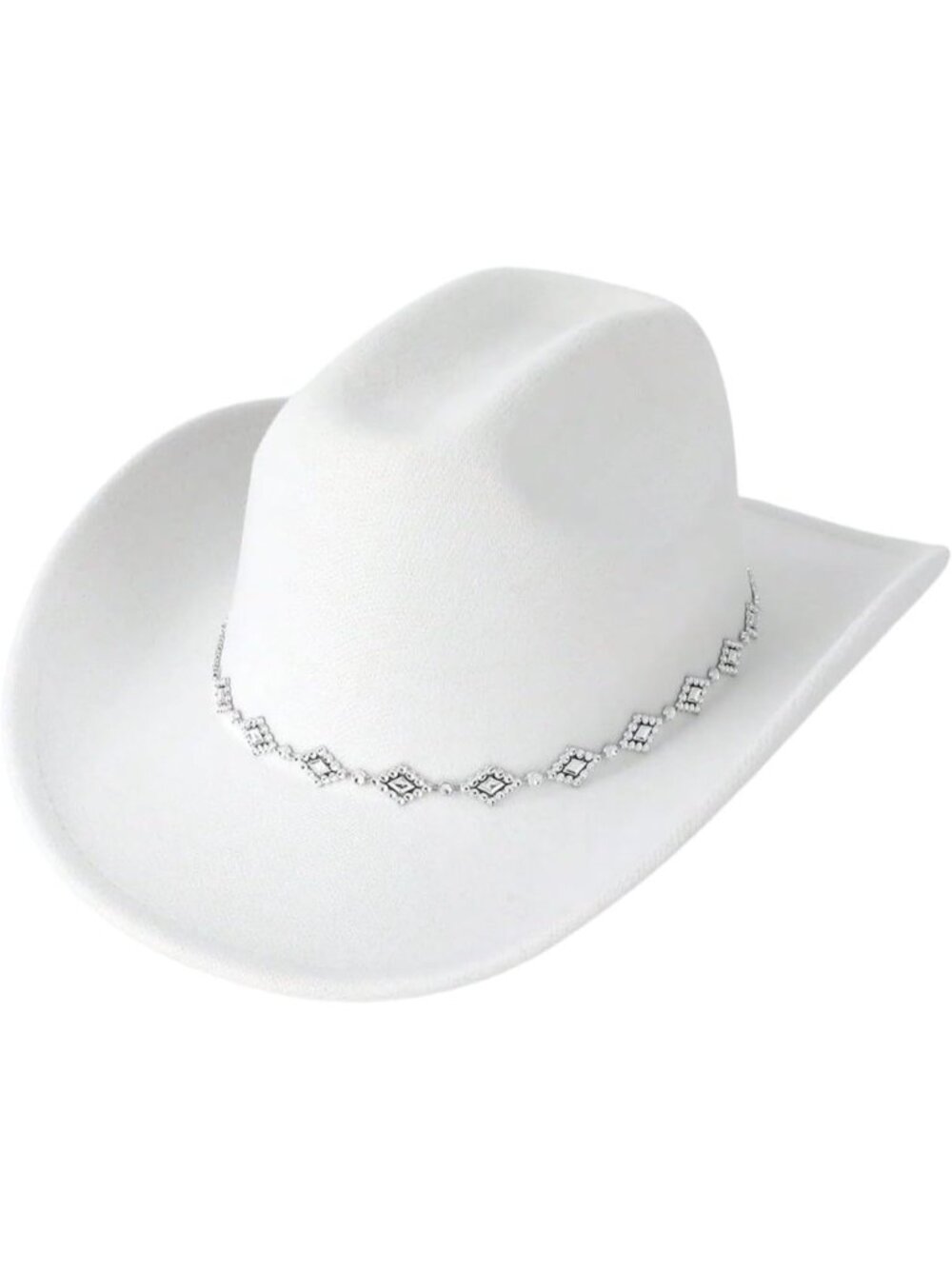 Women's Solid White Rhinestone Brim Rodeo Imported Cowgirl Western Cowboy Hat
